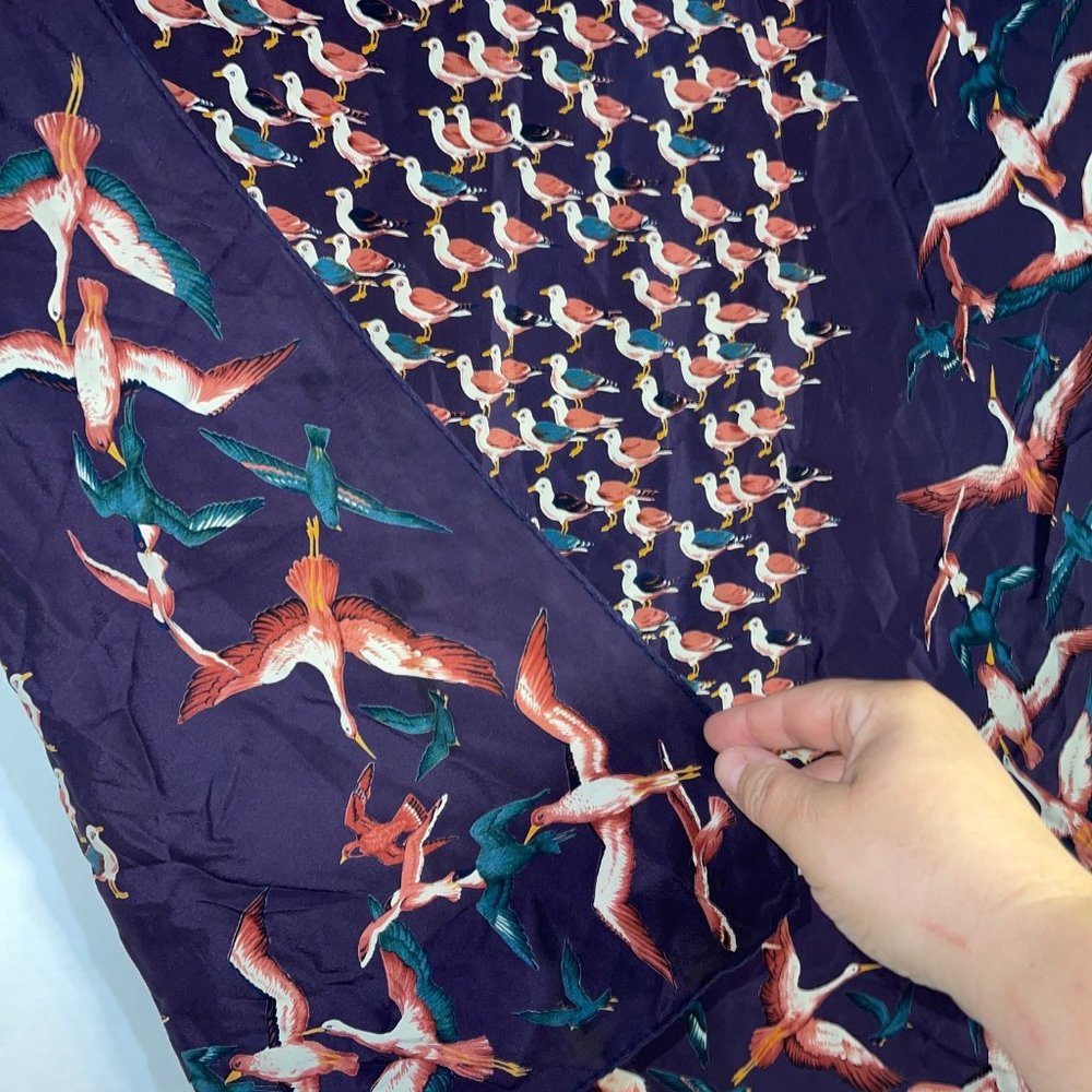 Bottega Veneta Womens Scarf w/ Birds 100% Silk EUC - Picture 7 of 8